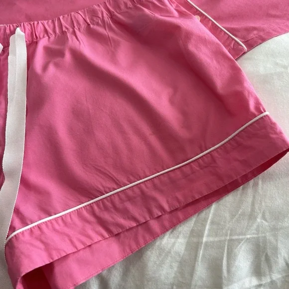 J.CREW Women's Pajama Shorts & Top Set Pink 100% Cotton Sz Medium - Picture 11 of 11
